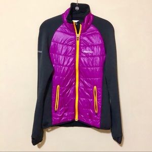 Marmot Black Fleece with purple puff vest Sz M